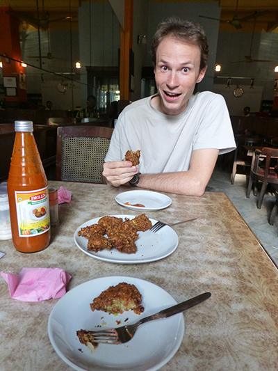 Our first official meal in India. We started off with Pakora (deep fried veggies). Yum!